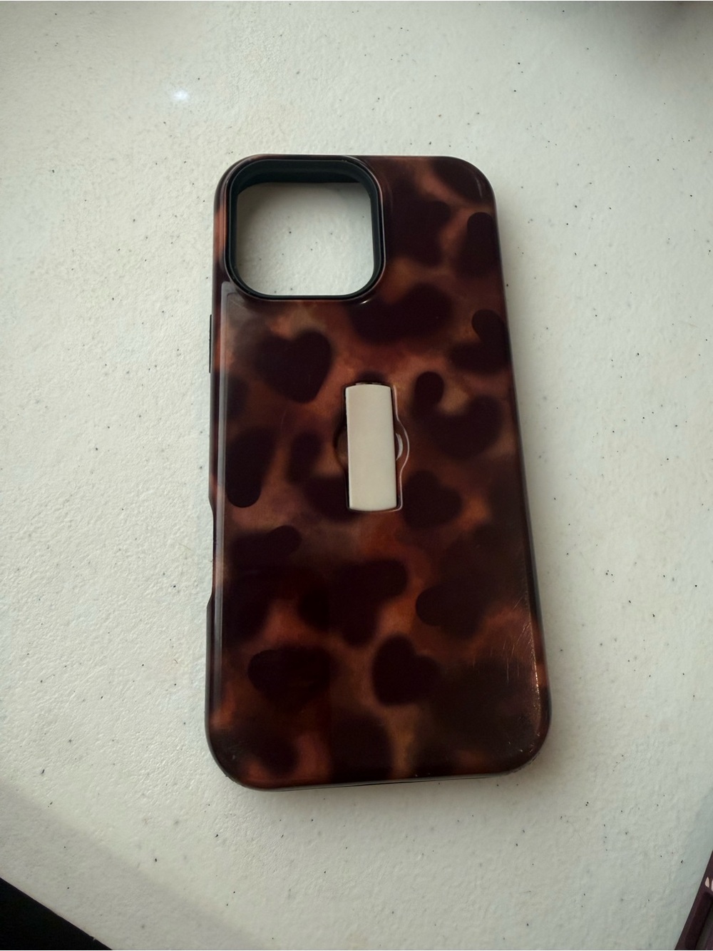 Tortoiseshell Pattern Phone Case with Built-In Stand - Brown